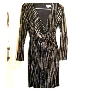 Calvin Klein black and gold velour dress